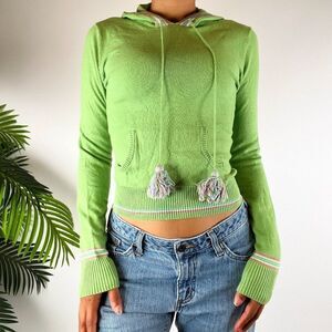 Vintage Y2K Green Indie Fairy Grunge Granola Girl Pullover Hoodie Top / Size: S